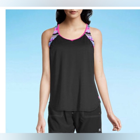 384. ZeroXposur Striped Blouson Swimsuit Top